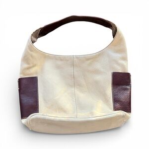 Ellington Cream and Brown Leather Shoulder Bag